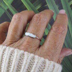 Dainty Sterling Silver OPAL Ring>925 Opal Bar ring,Sterling Opal ring